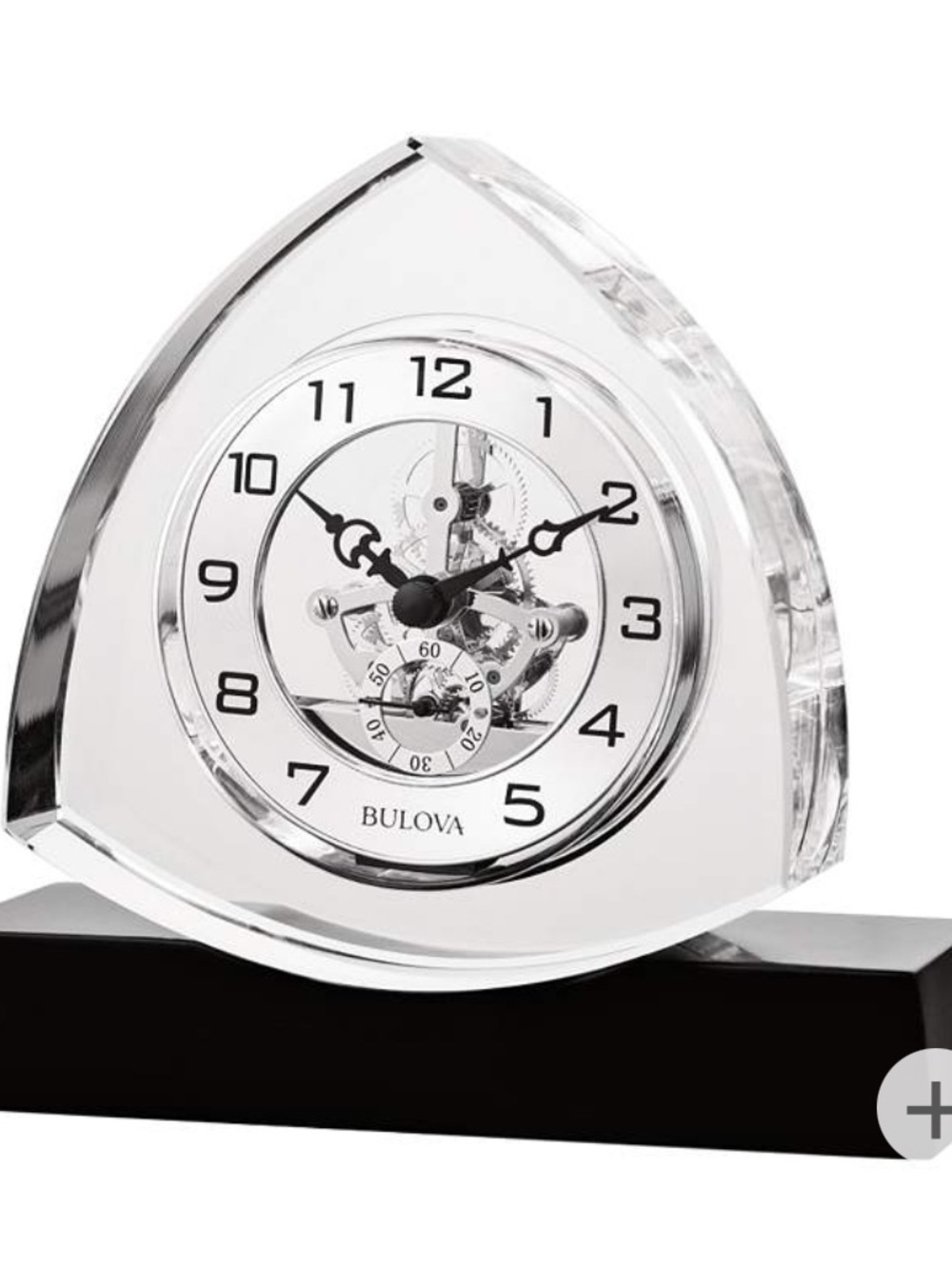 Bulova trident Crystal Mantel Clock with Silver Dial. New in box
